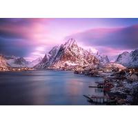 GLHUIOZ Puzzles pour Adultes 1500 pièces Montagne,Norvège,Village,87x57cm