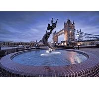 GLHUIOZ Puzzles pour Adultes 500 PièCes Puzzles Bois Puzzle Hands on Game Famille DéCoration Angleterre Fontaines Dauphins Pont Londres 52x38cm