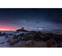 GLHUIOZ Puzzles Scénique de 500 Pièces,Cassetête Classique pour Adultes et Enfants de 12+ Ans,Friends,Réunion Rocher,Coucher de Soleil,52x38cm