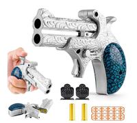 GLHYUOP Jouets De DéCompression Pistolets à Balles Molles,Toucher MéTallique Pistolets Jouets Lancer D’Obus Double Canon à Tir Continu +12 Balles Molles Jouet Anti-Stress, Cadeaux De NoëL