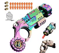 GLHYUOP MéTal Pistolet Jouet EDC, 20 Balles Molles Jouet Anti-Stress Plusieurs Modes De Jeu DéMarrable Soft Bullet Guns Toy avec Mini Disque en Acier, à Collectionner/Donner