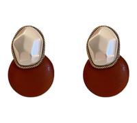 Gli orecchini geometrici rotondi di cuoio rosso retrò artificiale perlato - di moda, individualista, con uno stile unico, adatto a coloro che preferiscono un po’ di esclusività