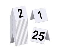gli ospiti prenotano segnaletica del posto, 1-25/50, Classic White Black Tabletop Signs 63x55mm, Stackable Place Cards Digital Restaurant Number Plate, Flexible Wedding Restaurant Bars Cafe Signs(Whit