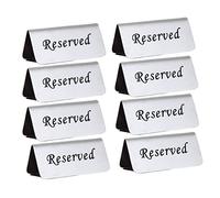 gli ospiti prenotano segnaletica del posto, Reserved Table Signs, 8pcs Restaurant Triangle Table Sign Desktop Indicator Reserved Pattern Bar Party Portable Double Side Stainless Steel(Schwarz)