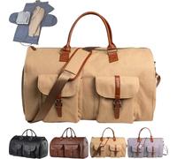 GLIART The Convertible Duffle Garment Luggage, 2 in 1 Hanging Suitcase Suit Travel Bags, Convertible Carry on Garment Bag (Brown-A)