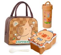 GlibberToy Sacs-repas Capybara Et Animés Lunch Box Et Bouteille d'Eau, Sac Isotherme Lunch Enfant Adulte, Stockage des Aliments, Réutilisable Lunch Bag Pour Travail école Picnic