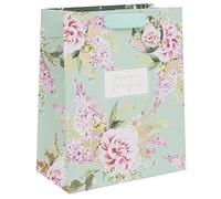 Glick GLST44 Sac cadeau de luxe, vert menthe, grande célébration, anniversaire, mariage, stephanie Dyment pivoines/foxglove Wrap multicolore, 260 x 315 x 135 mm