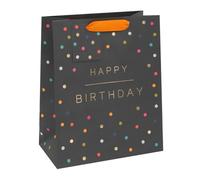 Glick Grand sac cadeau de luxe, noir, avec inscription « Happy Birthday », « Think of Me Happy Birthday », 260 x 315 x 135 mm, multicolore