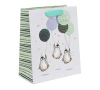 Glick Grand sac cadeau de luxe pour anniversaire Motif pingouins Multicolore 315 x 260 x 135 mm