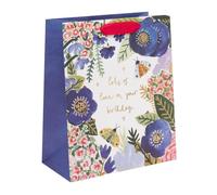 Glick Grand sac cadeau, motif flore et faune, 315 x 260 x 135 mm, sac de luxe recyclable pour anniversaires et célébrations