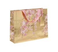 Glick Grand sac cadeau paysage fleur dorée, 275 x 355 x 100 mm, sac de luxe recyclable pour anniversaires et célébrations