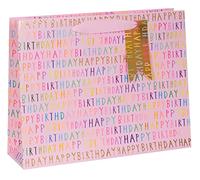 Glick Sacs cadeaux de luxe, sac cadeau Happy Birthday Paysage rose, 27,5 x 35,5 x 10 cm