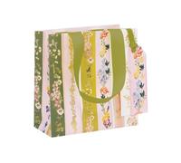 Glick Linea Sac cadeau floral de luxe recyclable pour cadeaux spéciaux, 14 x 14 x 6 cm, papier de haute qualité, idéal pour les anniversaires et les célébrations