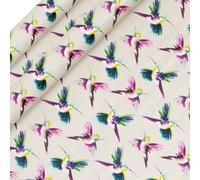 Glick Lot de 2 rouleaux de papier cadeau recyclables (4 m x 70 cm chacun) Motif colibri Multicolore