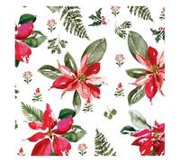 Glick Lot de 20 serviettes de Noël de luxe 3 plis, poinsettia parfait, entièrement recyclables, 33 x 33 cm, ouvertes, rouge