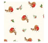 Glick Lot de 20 serviettes de Noël de luxe, 3 plis, rouge-gorges respendants, entièrement recyclables, 33 x 33 cm, ouvertes, blanc, rouge et vert