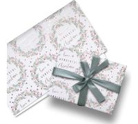 Glick Lot de 3 feuilles de papier cadeau de Noël de luxe - Motif couronne de Noël - Blanc