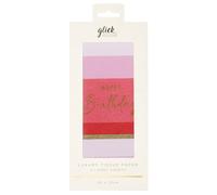 Glick Lot de 4 feuilles de papier de soie à motifs - Anniversaire rayé rose - 500 x 750 mm