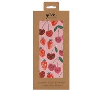 Glick Lot de 4 feuilles de papier de soie Cerises et fraises. Chaque feuille mesure 75 x 50 cm une fois ouverte et est adaptée pour les anniversaires et autres célébrations, y compris les arts et
