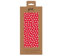 Glick Lot de 4 feuilles de papier de soie - Motif étoiles rouges sur fond blanc - Pour Noël, anniversaire, emballage et loisirs créatifs - Rouge et blanc