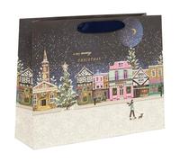 Glick Nostalgia Lane, Grand sac cadeau de Noël, motif paysage, 35,5 cm x 27,5 cm x 10 cm, multicolore