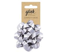 Glick Nœud de luxe argenté métallisé, parfait pour la touche finale à votre emballage cadeau de Saint-Valentin, d'anniversaire et de Noël, y compris d'autres célébrations, nœud cadeau, BFM05, argent