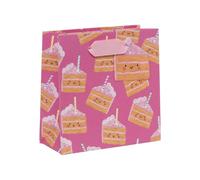 Glick Petit sac cadeau Cakey rose, sac de luxe recyclable pour cadeaux spéciaux, 14 x 14 x 6 cm, papier de haute qualité, idéal pour les anniversaires et les célébrations