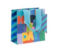 Glick Petit sac cadeau cobalt, sac de luxe recyclable pour cadeaux spéciaux, 14 x 14 x 6 cm, papier de haute qualité, idéal pour les anniversaires et les célébrations