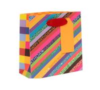 Glick Petit sac cadeau coloré Happy Birthday - Sac de luxe recyclable pour cadeaux spéciaux - 14 x 14 x 6 cm - Papier de qualité supérieure - Idéal pour les anniversaires et les célébrations