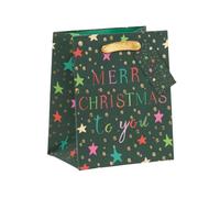 Glick Petit sac cadeau de Noël, convient aux petits cadeaux précieux, design de Noël exquis, mesurant un petit 8,7 x 10,5 x 6 cm, vert/multicolore