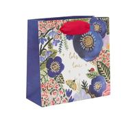 Glick Petit sac cadeau motif floral et faune, sac de luxe recyclable pour cadeaux spéciaux, 14 x 14 x 6 cm, papier de haute qualité, idéal pour les anniversaires et les célébrations