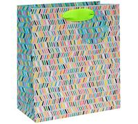 Glick Sac cadeau de luxe de taille moyenne, motif joyeux anniversaire, bleu, taille M pour lui, bleu