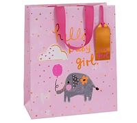 Glick Sac Cadeau de Luxe pour Bébé Fille - Grand Format, Rose, Célébration et Bienvenue