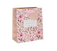 Glick Sac cadeau de luxe, sac cadeau de taille moyenne, sac cadeau de célébration, pour quelqu'un de spécial, sac cadeau avec cœurs et fleurs, sac cadeau, sac cadeau, 200 x 225 x 100 mm, multicolore