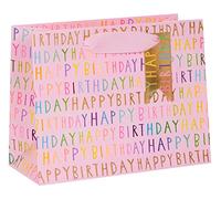 Glick Sac cadeau de luxe - Sac cadeau Happy Birthday Paysage Rose, Taille M, 175 x 225 x 100 mm