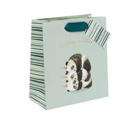 Glick Sac cadeau de taille moyenne, motif panda, 225 x 200 x 100 mm, sac recyclable de luxe pour anniversaire et célébration