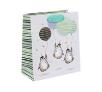 Glick Sac cadeau de taille moyenne, motif pingouins, 225 x 200 x 100 mm, sac de luxe recyclable pour anniversaire et célébration