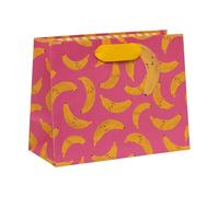 Glick Sac cadeau format paysage moyen Go Bananas, 175 x 225 x 100 mm, sac recyclable de luxe pour anniversaires et célébrations