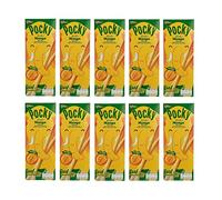 Glico POCKY MANGUE Lot de 10 bâtonnets goût mangue et chocolat, biscuits japonais thaï. HALAL. Pocky Biscuit Stick, Mango flavour, 25g x10 (Pack of 10) by Pocky