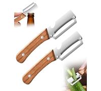Glide Edge Stainless Steel Peeler, With Bottle Opener, Multifunctional Vegetable Peeler For Kitchen, For Pumpkin Papaya Potato Apple Cooking Accessories (Wood-2Pcs)