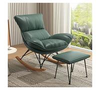 Glider Fauteuil à bascule moderne avec structure en bois massif et ottoman rembourré, chaise d'allaitement confortable pour maman, cadeau (couleur :