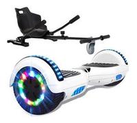 GlidingShark Hoverboard Blanc 6.5 Pouces Bluetooth LED + Karting Ajustable Cadeau super