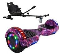 GlidingShark Hoverboard Galaxie violette 6.5 Pouces Bluetooth LED + Karting Ajustable Cadeau super