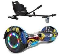 GlidingShark Hoverboard Hip-hop 6.5 Pouces Bluetooth LED + Karting Ajustable Cadeau super Hip-hop