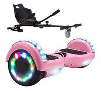 GlidingShark Hoverboard Rose 6.5 Pouces Bluetooth LED + Karting Ajustable Cadeau super