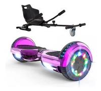 GlidingShark Hoverboard Rose chromé 6.5 Pouces Bluetooth LED + Karting Ajustable Cadeau super rose