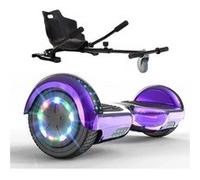 GlidingShark Hoverboard Violet chromé 6.5 Pouces Bluetooth LED + Karting Ajustable Cadeau super violet G
