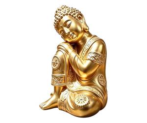Glifora Resin Resting Buddha Statue, Sleeping Buddha Figurine for Zen Decor | Premium resin sleeping Buddha statue, elegant Zen art for home decor, designed for meditation spaces A