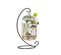 GLigeT Aquarium Complet Petit Aquarium Suspendu Design Joli Verre Petit Aquarium Cadre en métal Suspendu Bureau décoratif Aquariums Bac à Poisson(Noir,L)