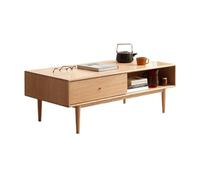 GLigeT Bouts Table Basse de Rangement Double Face, Porte coulissante, tiroir, Finition Claire d'appoint